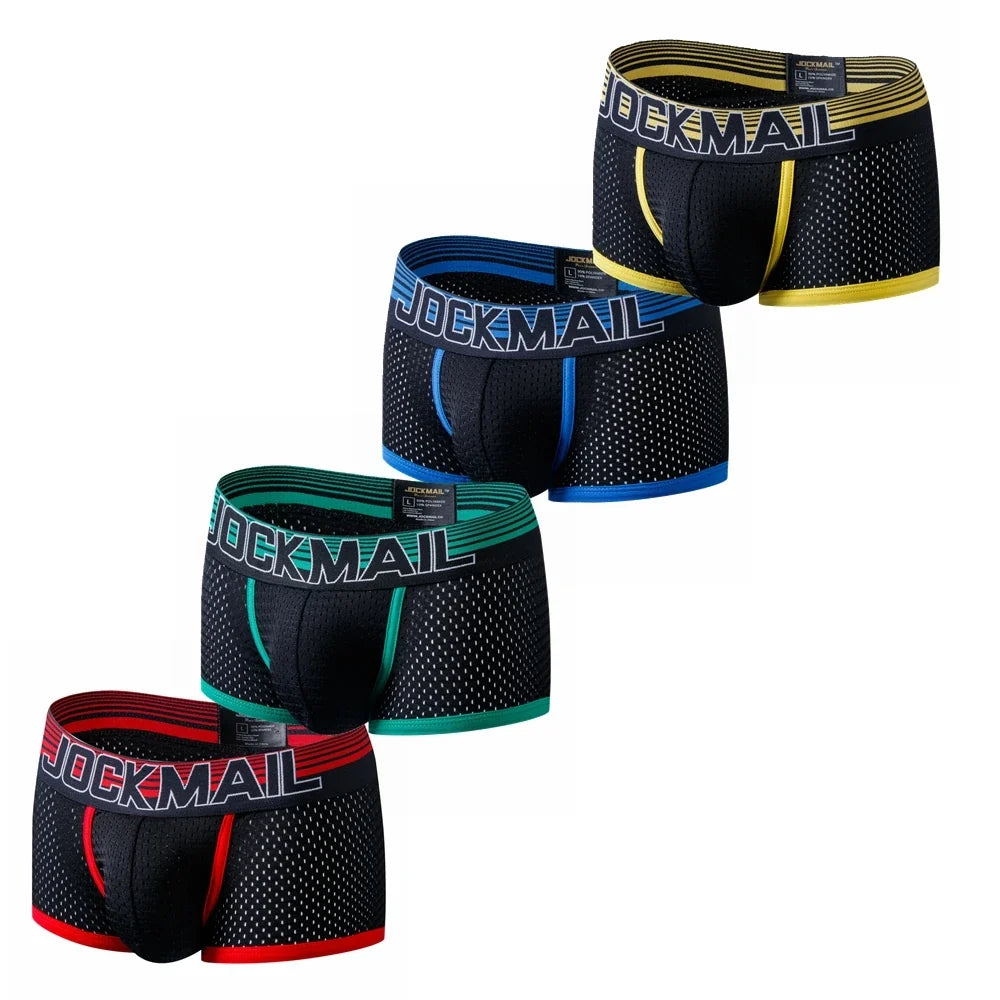 JOCKMAIL 4PCS/Lot Boxer Men Mesh Breathable Boxershorts Men Underwear Shorts Panties Men Cuecas Boxer Underpants Calzoncillos