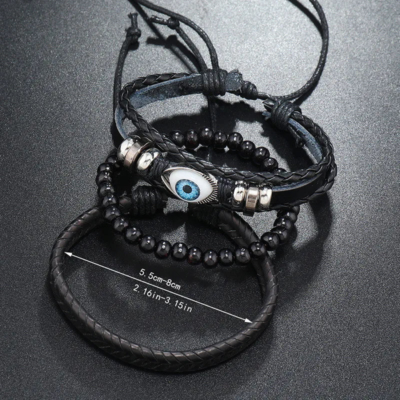 Modyle Multi-layer Gothic Leather Bracelet Set Punk Viantage Wings Charms Handwoven Bracelets for Men Jewelry Gifts