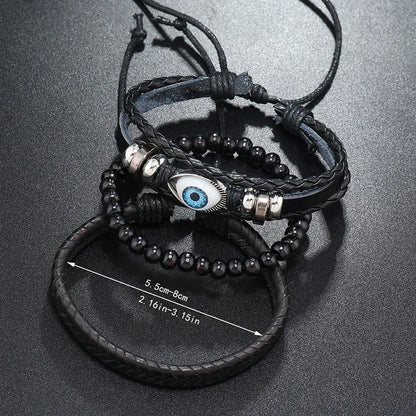 Modyle Multi-layer Gothic Leather Bracelet Set Punk Viantage Wings Charms Handwoven Bracelets for Men Jewelry Gifts
