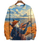 Animal Fox Printed Hoody Men Oversized Sweatshirts Hip Hop Round Neck Streetwear Clothing Loose Fleece Men's Hoodies Pullover
