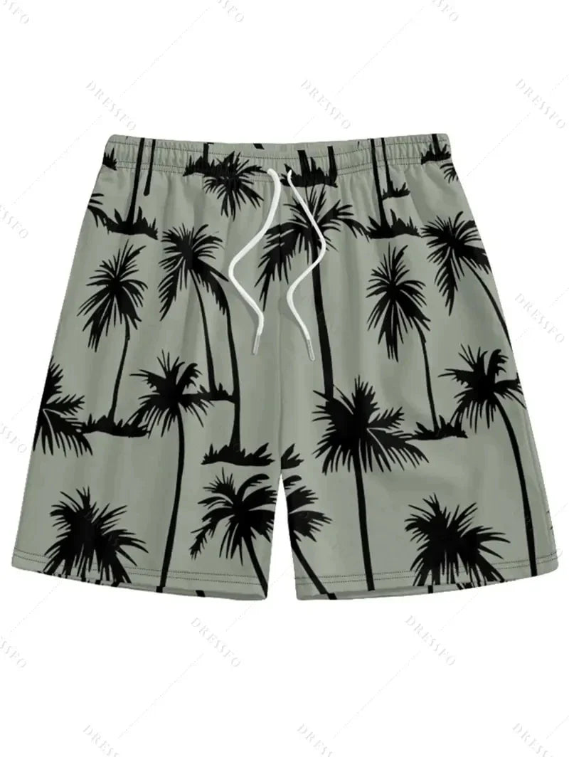 Men's Hawaiian 3D Palm Tree Pattern Beach Shorts Quick Dry Outdoor Leisure Sports Shorts Fashion Men's Shorts