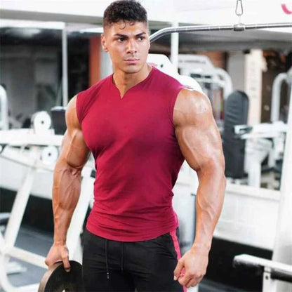 Cotton V-neck Gym Tank Top for Men