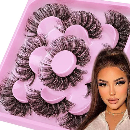 5 Pairs Russian Strip Lashes Fluffy Mink Lashes 3D False Eyelashes Russian Volume Eyelashes Fake Eyelash Extension Make Up