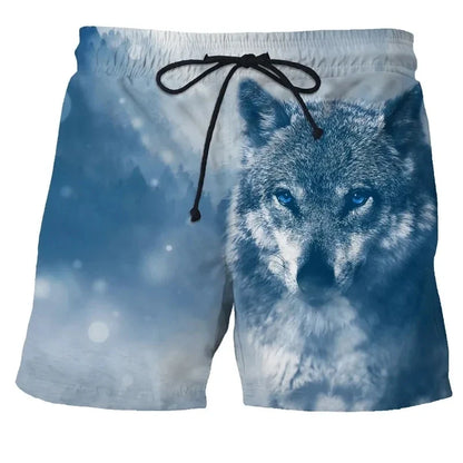 Wolf animal fashion men beach sexy bodybuilding shorts quick dry pants harajuku fitness board surf casual gym men homme