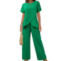 New Fashion Elegant Office Ladies Set Casual Set With Irregular Short Sleeve Blouses Loose Long Pants Two Piece Outfit Women's