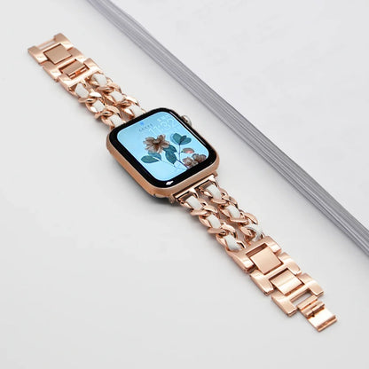 Apple Watch Woven-Accent Chain Bracelet Band