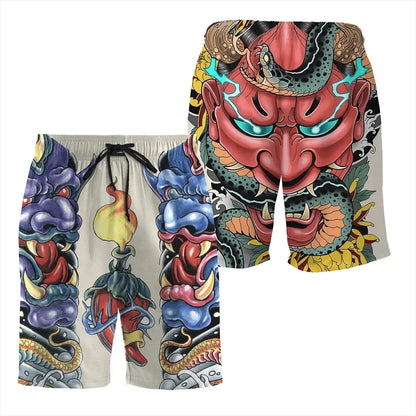 Japan Sakura Samurai beach shorts quick dry men sexy bodybuilding harajuku summer casual male gym pour Homme low waist fitness