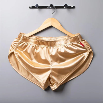 Mens Sexy Pajamas Boxer Shorts Smooth Silk Underwear Men Sleep Bottoms Homewear Lounge Shorts Male Panties Boxers