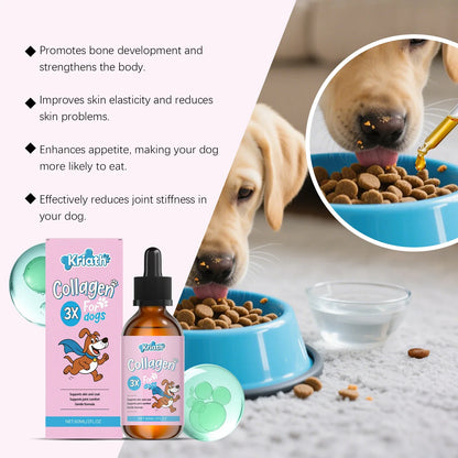 60ML Collagen Pet Care Drops Gentle Formula Improve Pets Hair & Skin Health Daily Nutritional Supplement Dog Care Liquid Drops