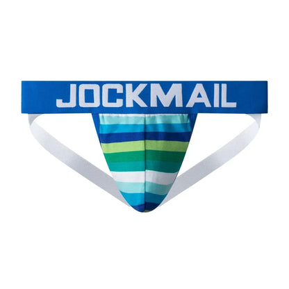 3pcs/Lot Sexy Men Underwear Jockstrap Brief Underpants Rainbow Stripes Gay Underwear Slip Tanga String Thong Breathable Cotton