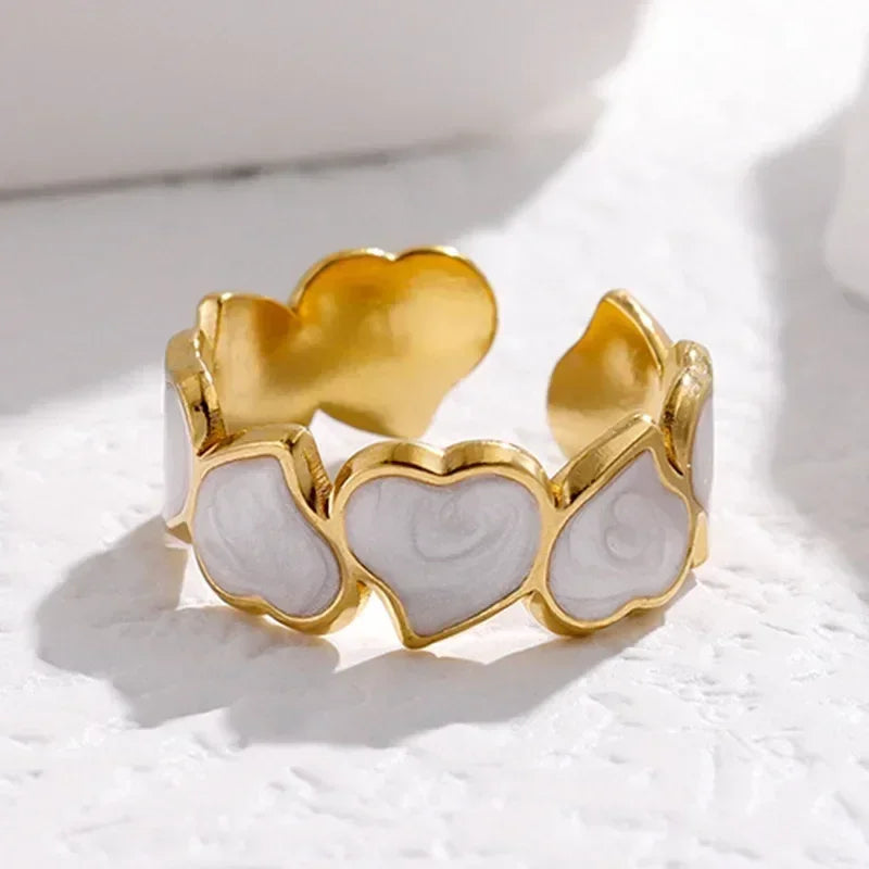 Vintage White Enamel Metal Irregular Shape Geometric Open Adjustable Ring for Women Girl Jewelry Birthday Gifts Anillo Hombre