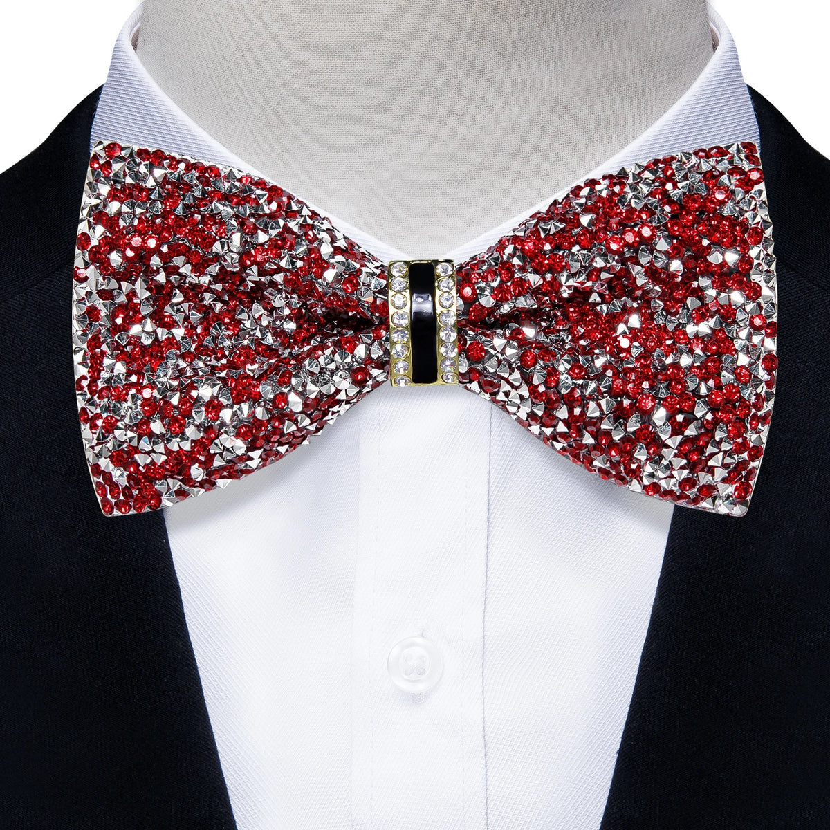Sparkle Rhinestone Bow Ties for Men Pre-Tied Diamond Sequin Bowtie with Adjustable Length Wedding Party
