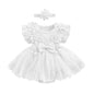 3D Flower Summer Baby Girls Romper Princess Mesh Newborn Clothes Lace