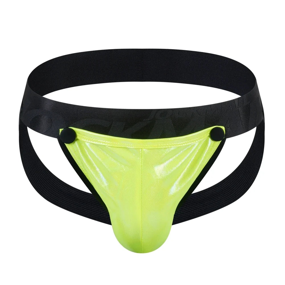 Men's Jockstraps Underwear Jock with Removable Codpiece 'Big Bulge' PU Men Sexy G String Thong Penis Pouch Strap Harness
