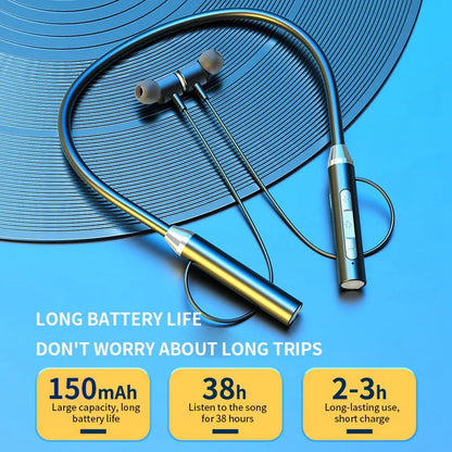 9D Stereo Surround Bluetooth Earphones Wireless Headphones Magnetic Sport Music Headset Neckband Neck-hanging Earbuds With Mic