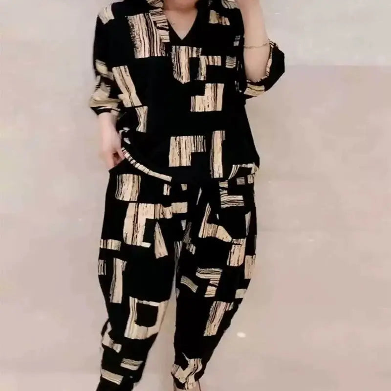 Casual Fashion Geometric Letter Printing Pant Sets Summer Short Sleeve