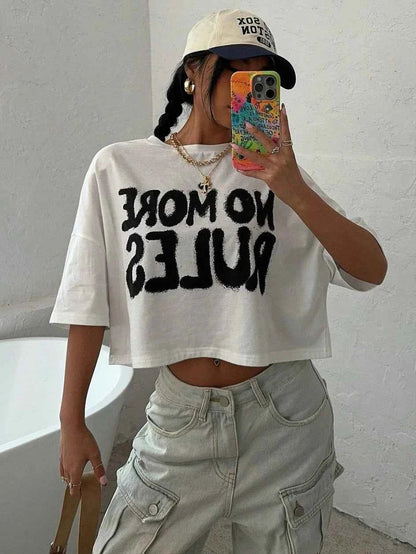 No More Rules Cotton Women's Crop T-Shirt