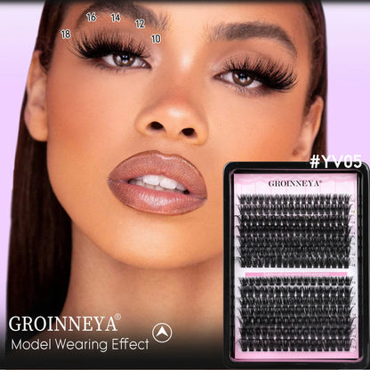 GROINNEYA Lash Clusters Wispy Eyelash Clusters Eyelash Extensions Natural Volume Lash Extensions DIY Individual Lashes Makeup