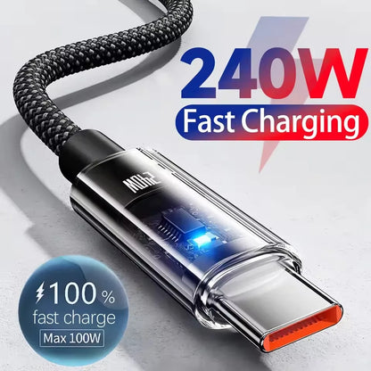 240W Nylon USB Type C Super Fast Charging Cable for Samsung Xiaomi