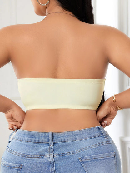 Sexy Wear Lace Plus Size Front Closure Strapless Bra Women's Push Up Wireless Bra Trendy Unlined Cold Shoulder Comfort Bra