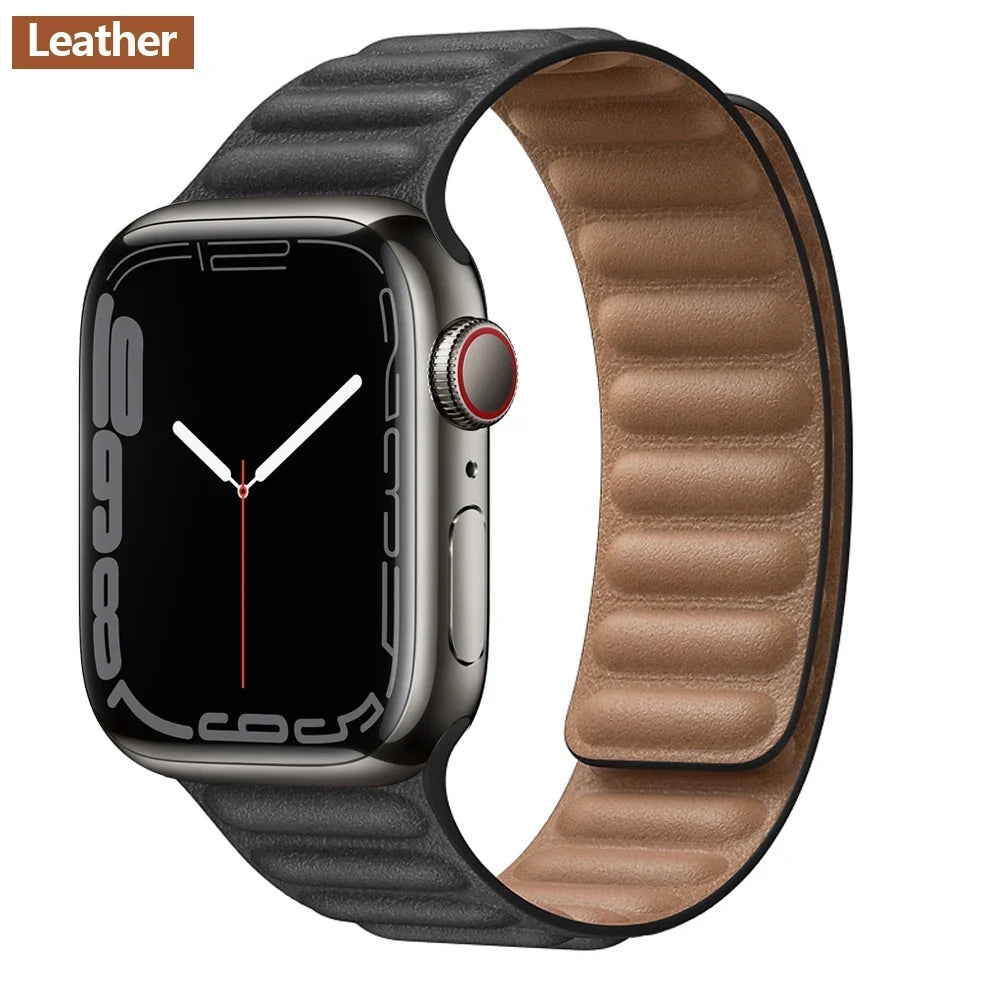 Apple Watch Magnetic Link Band, Leather or Silicone