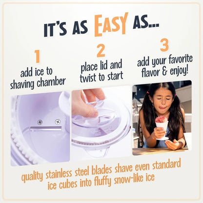 Retro Table Top Snow Cone Machine for Shaved Ice Slushie Maker with Cups and Scoop