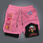 ONE PIECE Classic Anime Luffy Peripheral Printed Double-layer Shorts 2026 American Summer Men's Loose Sports Breathable Pants