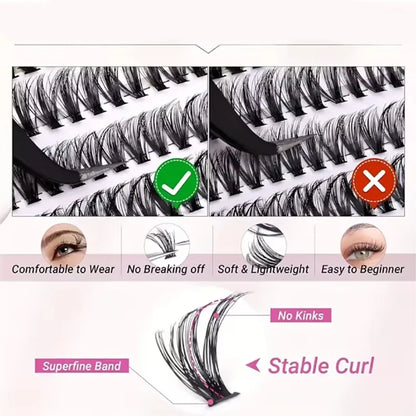DIY Lash Extension Kit 200pcs Self Grafting D Curling False Eyelash Clusters With Bond And Tweezers Ideal For Easy Makeup