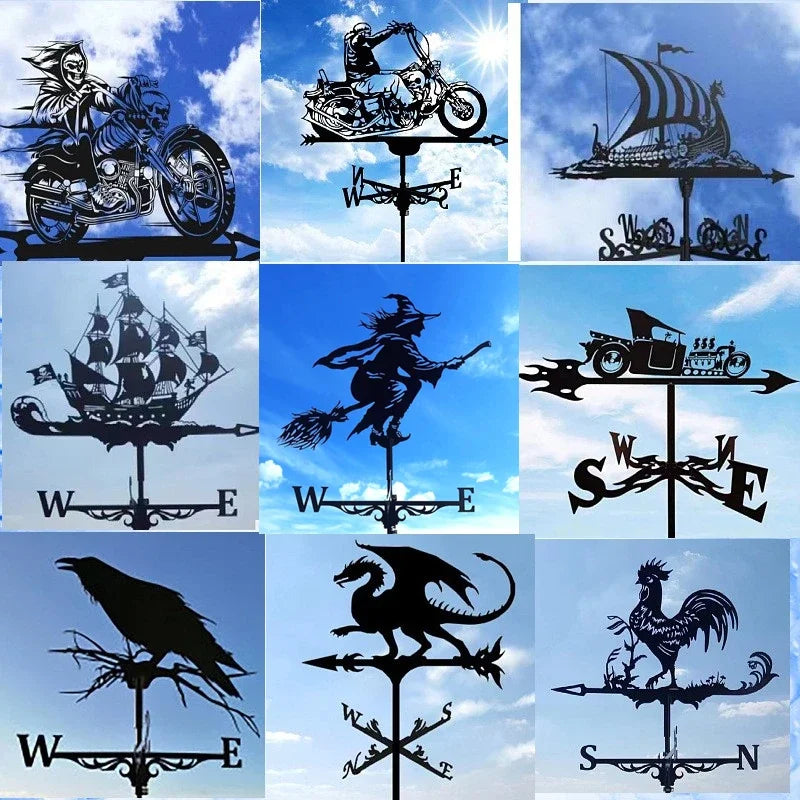 Metal Weathervane,Witch Iron Weather Vane,Sea Rover Wind Direction Indicator,Garden Decoration,Outdoor Roof Decoration,Gardening