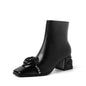 2026 NEW Autumn/Winter Women Boots Square Toe high Heel Shoes Split Leather Women Shoes Elegant Ankle Boots Zip Modern Boots