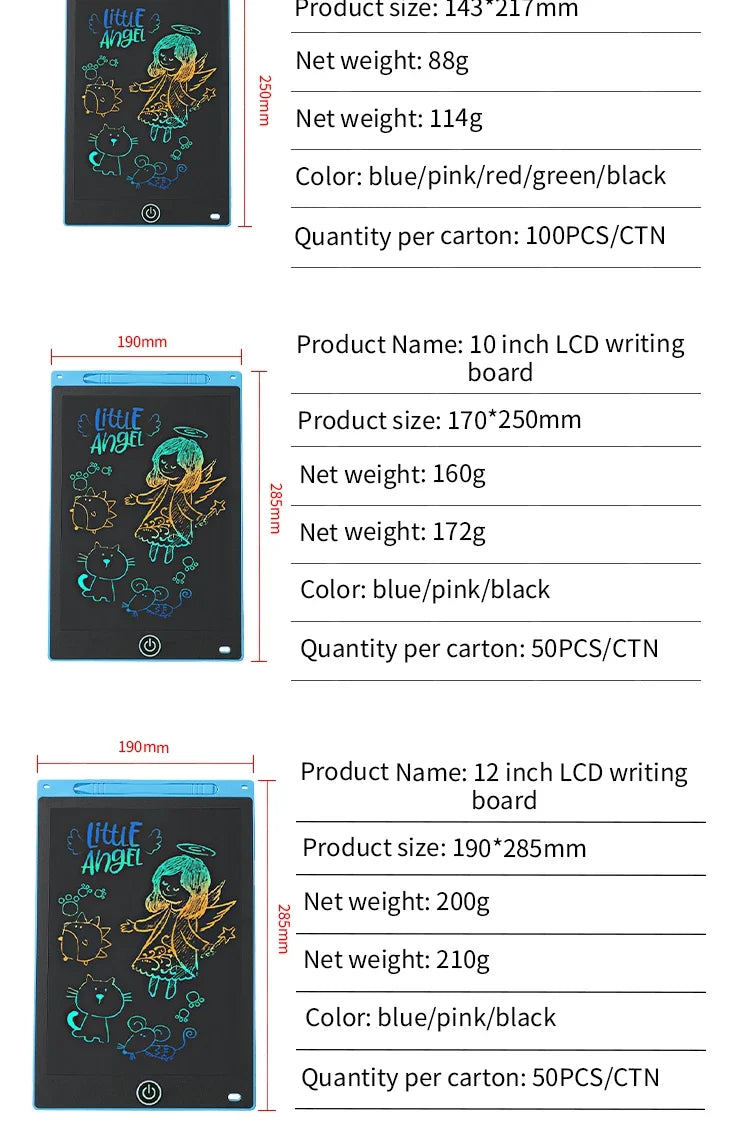 Multi-Size LCD Writing Tablet for Kids
