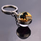 Horse Pattern Keychains White Brown Horse Racing Double Sided Glass Ball Pendant Key Chain Fashion Animal Jewelry Keyring Gift