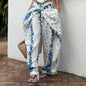 Urban Print Top Pants Women Set Sling Backless Slash Neck Blouse Wide Leg Trousers 2026 Spring Summer Holidays Lady Outfit