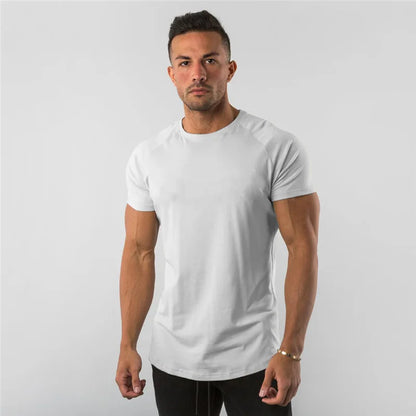 Cotton Plain Tops Tees Fitness Mens