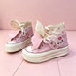 Chic Cartoon Women's Sports Shoes College Cute Platform High-top Summer Canvas Shoes for Girls Design Polka Dot Fold Sneakers
