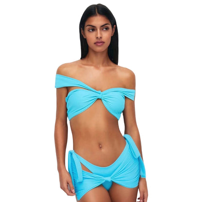 Off Shoulder 2 Piece Bikini with Skirt Cover Up