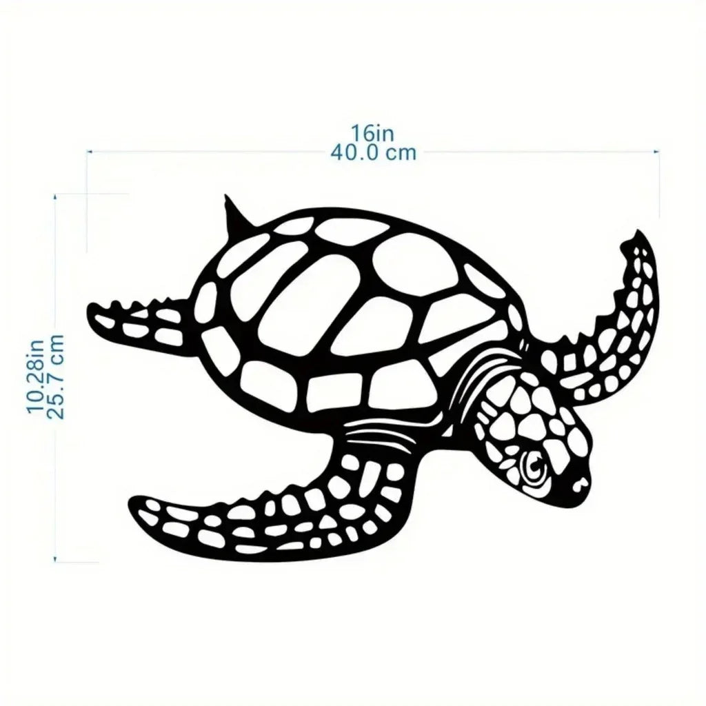 Black Metal Sea Turtle Wall Art - Perfect Beach Theme Decor for Living Room. Stunning Beach Wall Decorations