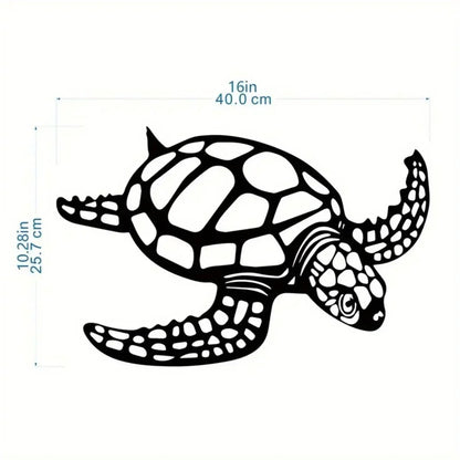 Black Metal Sea Turtle Wall Art - Perfect Beach Theme Decor for Living Room. Stunning Beach Wall Decorations
