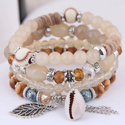 DIEZI Korean Trendy Multicolor Green Crystal Beads Rope Bracelets Women Girls Elastic Tassel Wrap Bracelet Pulseira Feminina