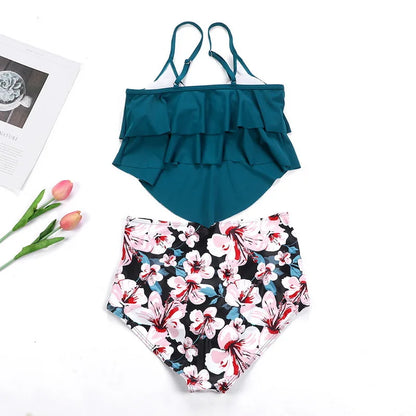 RuffleWave: Chic High Waist Bikini & Tankini Set