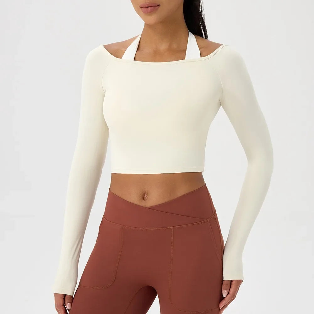 Off Shoulder Long Sleeve Yoga Top