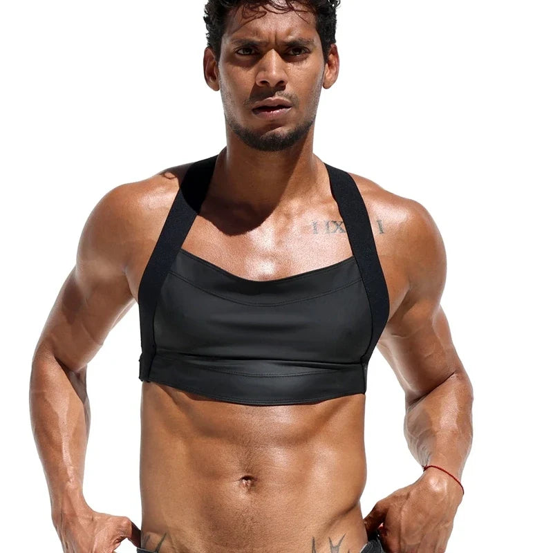 Harness Men Sexy Shoulder Straps Chest Bondage Faux Leather Adults Erotic Lingerie Gay Underwear Sissy Exotic Tanks for Bar Show