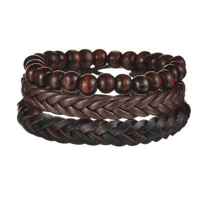 MeMolissa New Fashion Braided Wrap Leather Bracelets for Men High Quality Vintage Charm Wood Beads Ethnic Tribal Wristbands