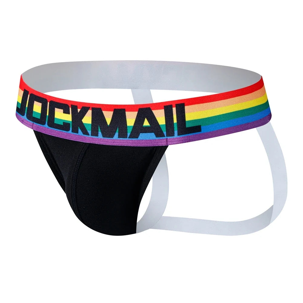 2pcs/Lot Men Underwear Jockstrap Thong Cotton Rainbow Sexy Sissy Mens Briefs Tangas De Homrbre Cueca Gay Underwear Breathable
