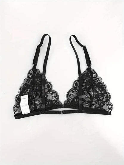 Hot Sexy Lingerie Female Bra Garter Panty Ultra-thin Semi See-through Full Lace Comfortable No-steel Ring Bras Thong Body Suit