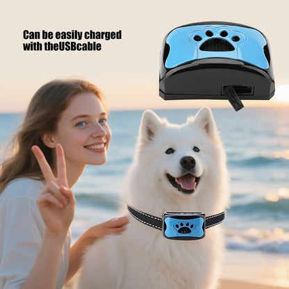 Intelligent Electric Ultrasonic Stop Barking Vibration Anti Bark Collar Stop Bark Training Collar for Dogs Stopper USB Charging