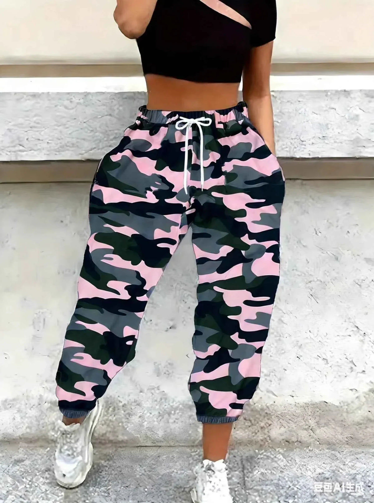 Women's Spring Camo Jogger Pants - 3D Print