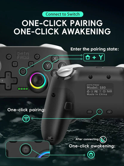Wireless Game Controller for Switch 2 / Switch OLED / Lite Console Pro Joystick Gamepad with Turbo & 1000mAh Battery