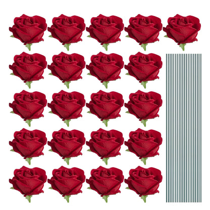 18-300pcs Artificial Rose Flowers Velvet Red Roses Artificial Flowers