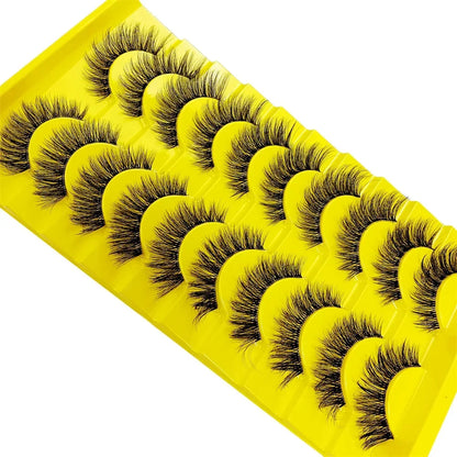 10 Pairs Eyelashes Clear Band Natural Wispy Fluffy Lashes Natural Look Russian Strip Lashes 3D Effect Cat Eye Lashes that